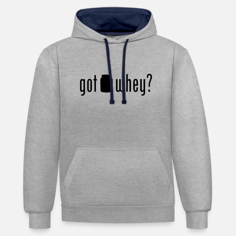 Vous avez du lactosérum? - Sweat à capuche contrasté - gris chiné/bleu marine
