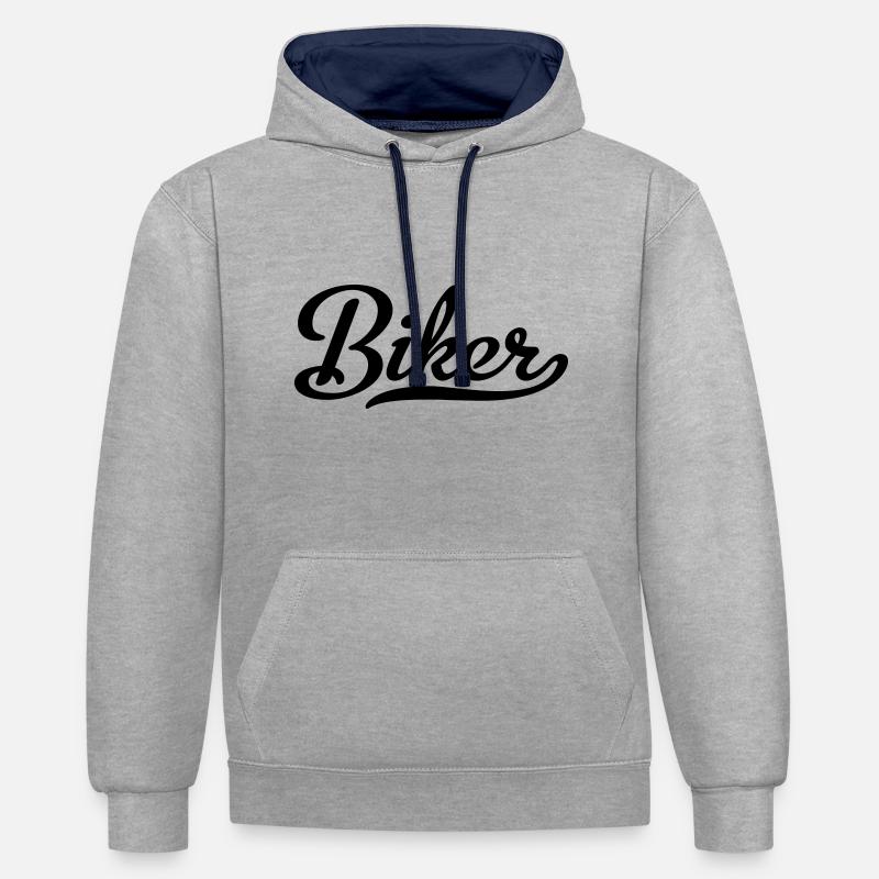 Biker - Sweat à capuche contrasté - gris chiné/bleu marine