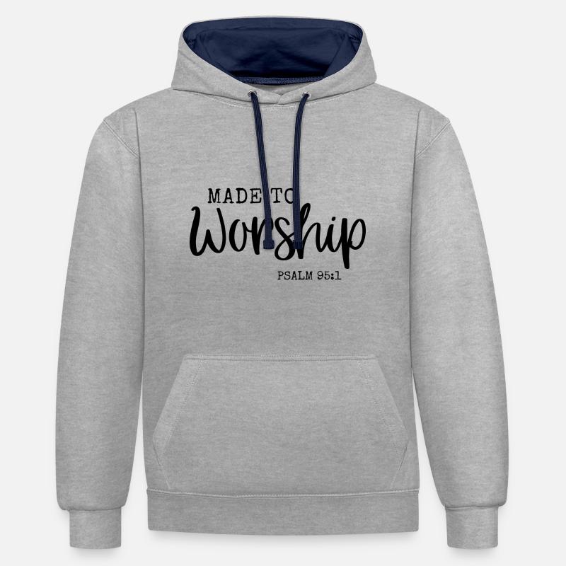 Fait pour adorer - Sweat à capuche contrasté - gris chiné/bleu marine