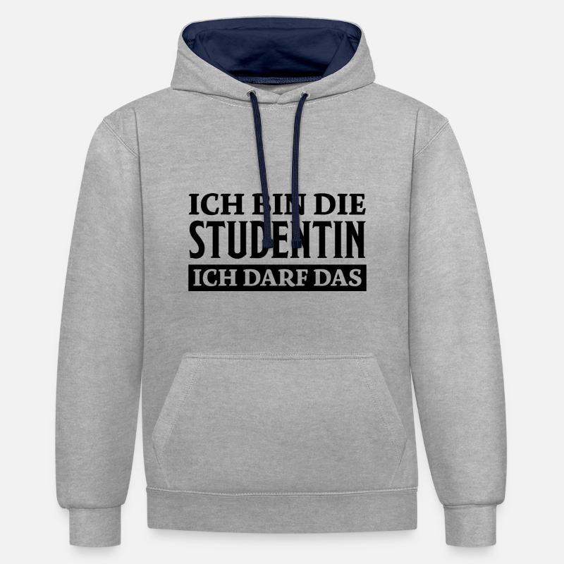 Studentin Spruch Universität Studentin Geschenk - Kontrast-Hoodie - Grau meliert/Navy