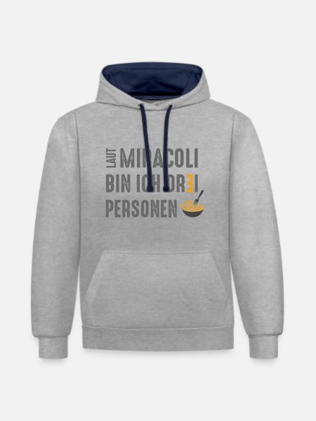 Laut Miracoli... - Kontrast-Hoodie - Grau meliert/Navy