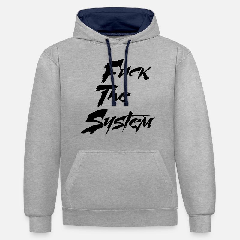 Baiser le système - Sweat à capuche contrasté - gris chiné/bleu marine