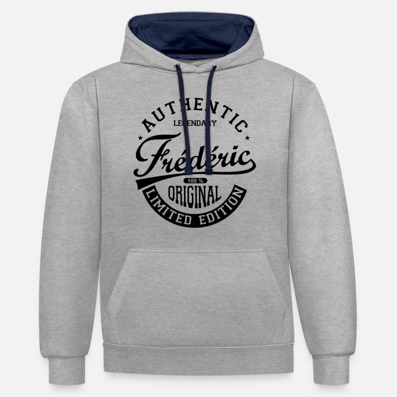 Frederic gift personalized tshirt Frederic - Contrast hoodie - heather grey/navy