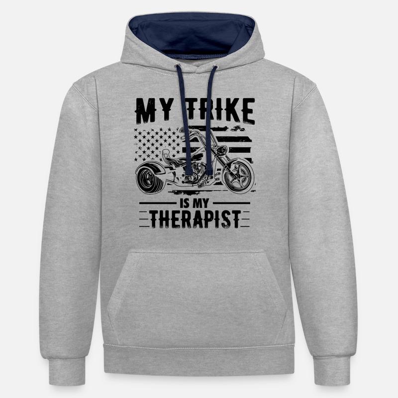 Triker - Sweat à capuche contrasté - gris chiné/bleu marine