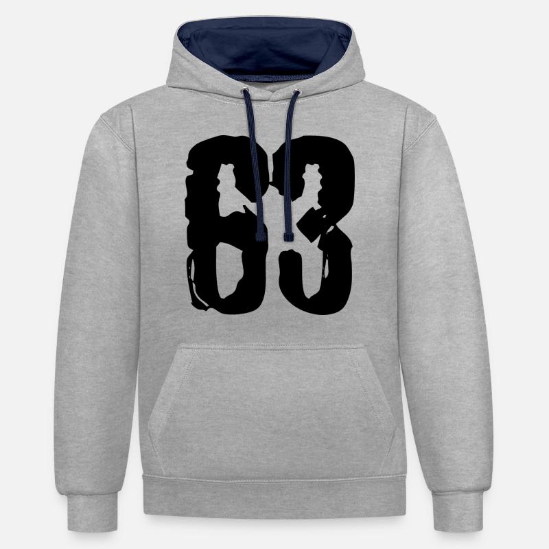 Maillot à 63 numéros - Sweat à capuche contrasté - gris chiné/bleu marine