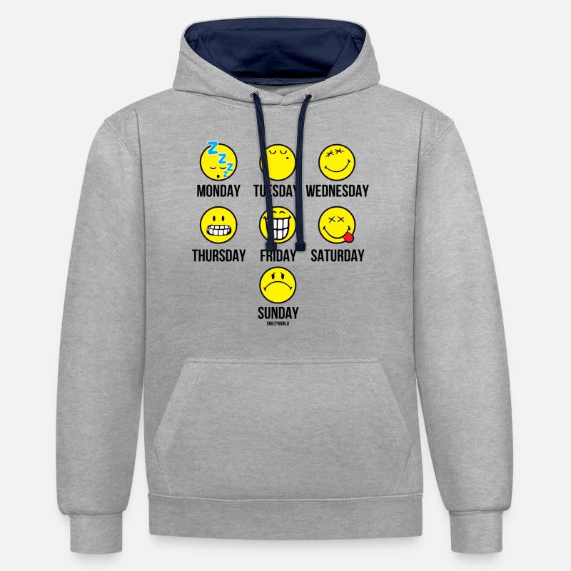 SmileyWorld Different Days, Different Emotions - Contrast hoodie - heather grey/navy
