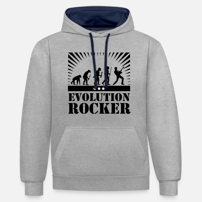 Evolution Rocker - Kontrast-Hoodie - Grau meliert/Navy