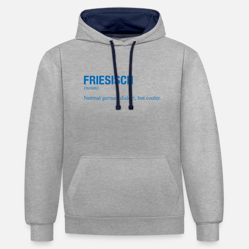 FRISON - Sweat à capuche contrasté - gris chiné/bleu marine