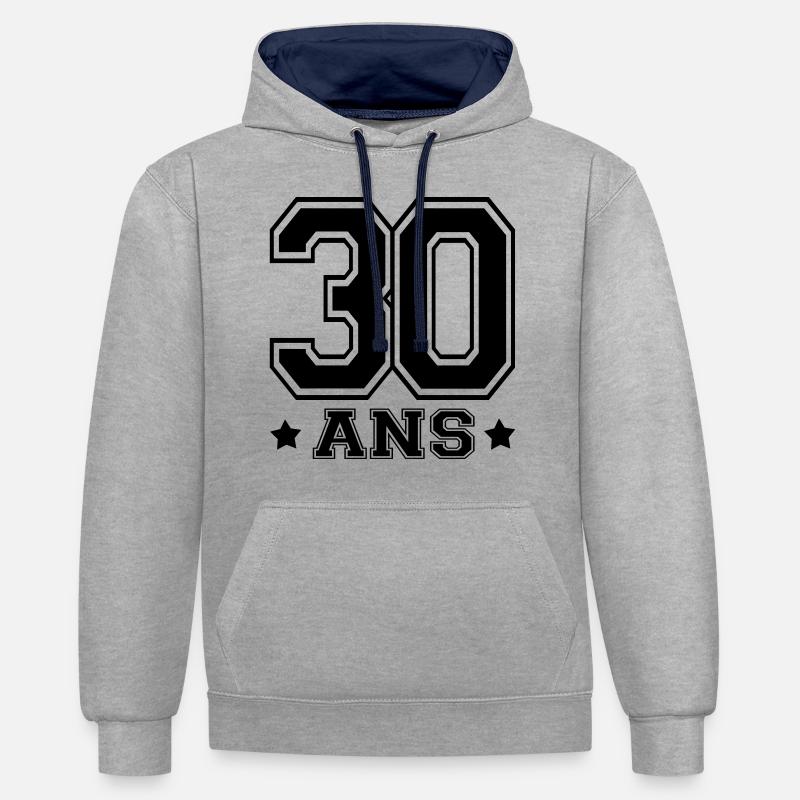 30 ANS - Sweat à capuche contrasté - gris chiné/bleu marine