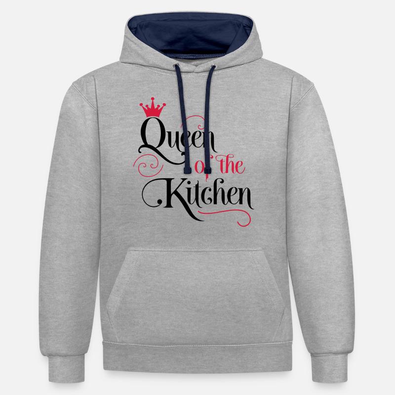 cuisine - Sweat à capuche contrasté - gris chiné/bleu marine