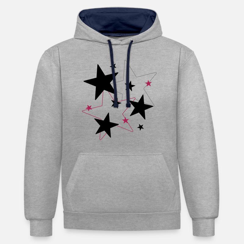 Étoile et étoile - Sweat à capuche contrasté - gris chiné/bleu marine