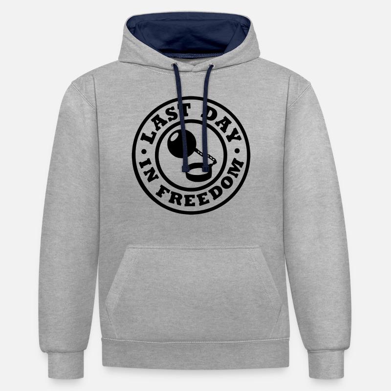 bachelor4 - Sweat à capuche contrasté - gris chiné/bleu marine