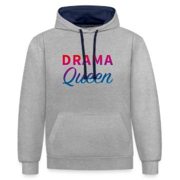 Drama Queen - Kontrast-Hoodie - Grau meliert/Navy - Vorne - Liana (172cm) & Jaron (178cm)