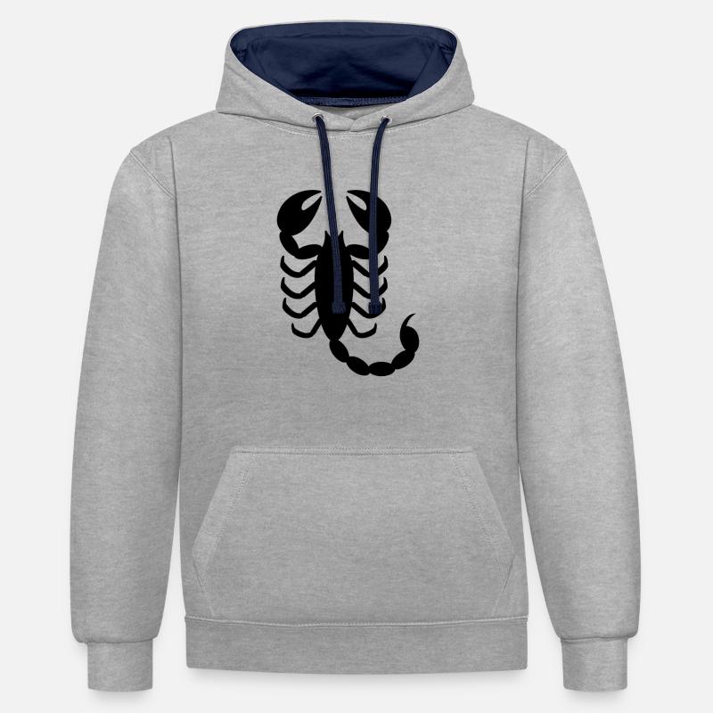 Scorpion - Sweat à capuche contrasté - gris chiné/bleu marine