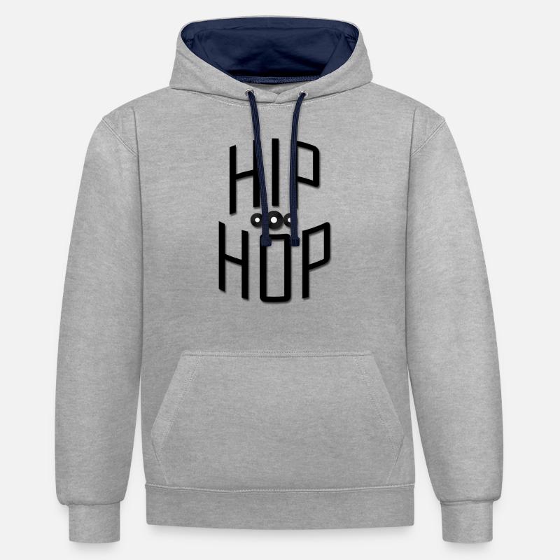 Hip Hop - Sweat à capuche contrasté - gris chiné/bleu marine