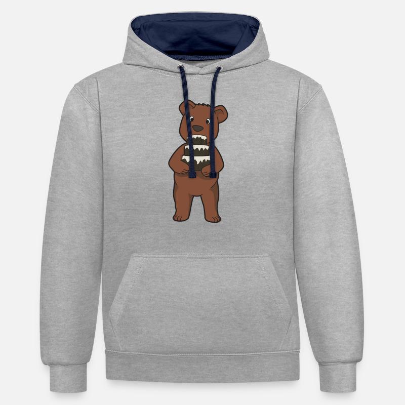 Gâteau d'ours - Sweat à capuche contrasté - gris chiné/bleu marine