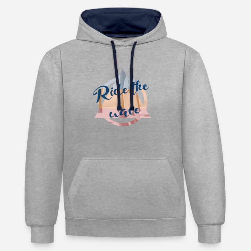 surf - Sweat à capuche contrasté - gris chiné/bleu marine