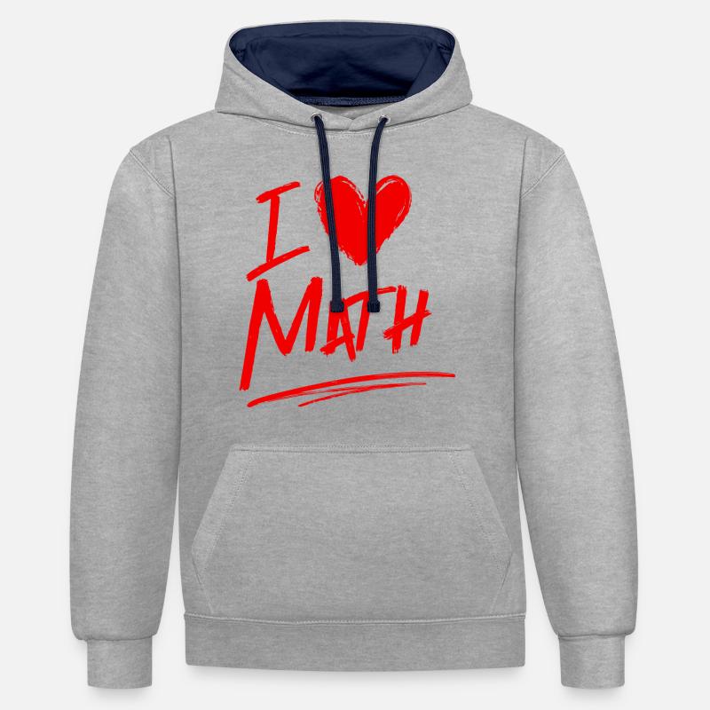 J’adore les maths - Sweat à capuche contrasté - gris chiné/bleu marine