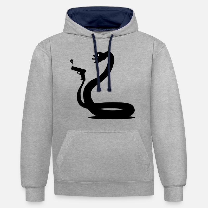 Serpent noir - Sweat à capuche contrasté - gris chiné/bleu marine