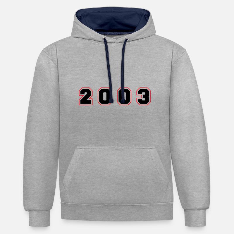 Numéro de l’année 2003 - Sweat à capuche contrasté - gris chiné/bleu marine