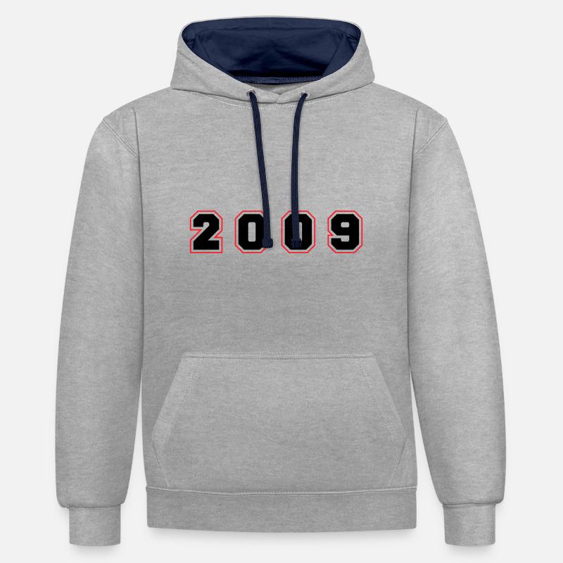 Numéro de l’année 2009 - Sweat à capuche contrasté - gris chiné/bleu marine