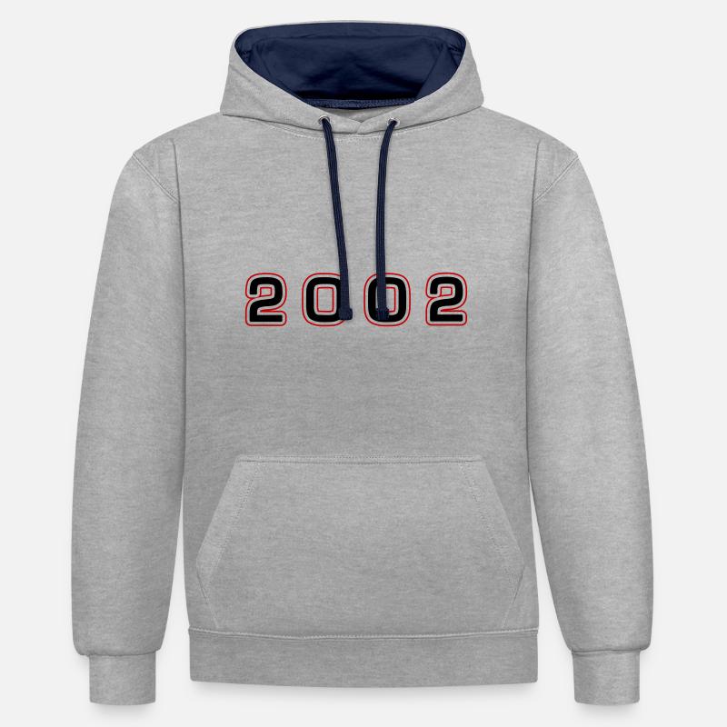 Numéro de l’année 2002 - Sweat à capuche contrasté - gris chiné/bleu marine