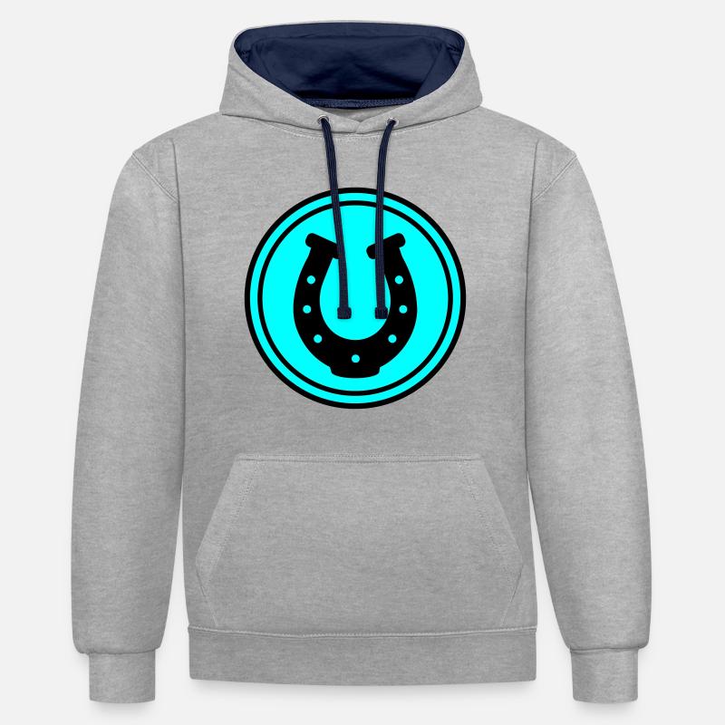 Icône en fer à cheval - Sweat à capuche contrasté - gris chiné/bleu marine