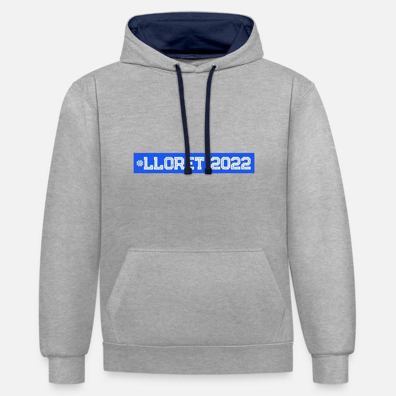 Lloret De mars 2022 - Sweat à capuche contrasté - gris chiné/bleu marine