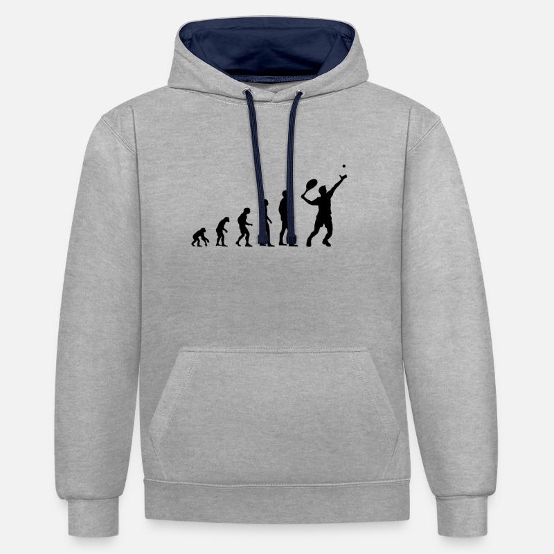 Tennis Evolution - Sweat à capuche contrasté - gris chiné/bleu marine