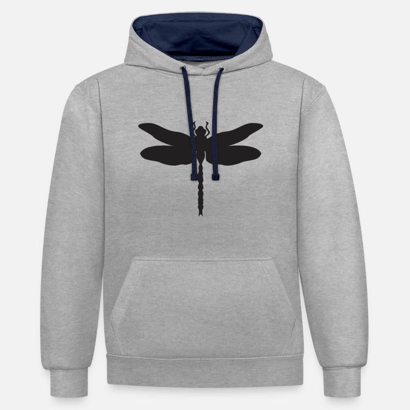 Libellule - Sweat à capuche contrasté - gris chiné/bleu marine