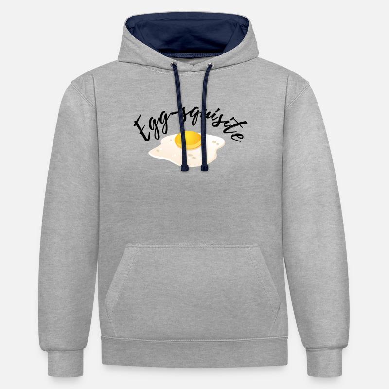 Egg-squisite - Sweat à capuche contrasté - gris chiné/bleu marine