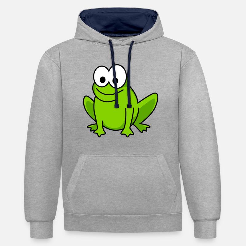 Grenouille Comic Animal - Sweat à capuche contrasté - gris chiné/bleu marine