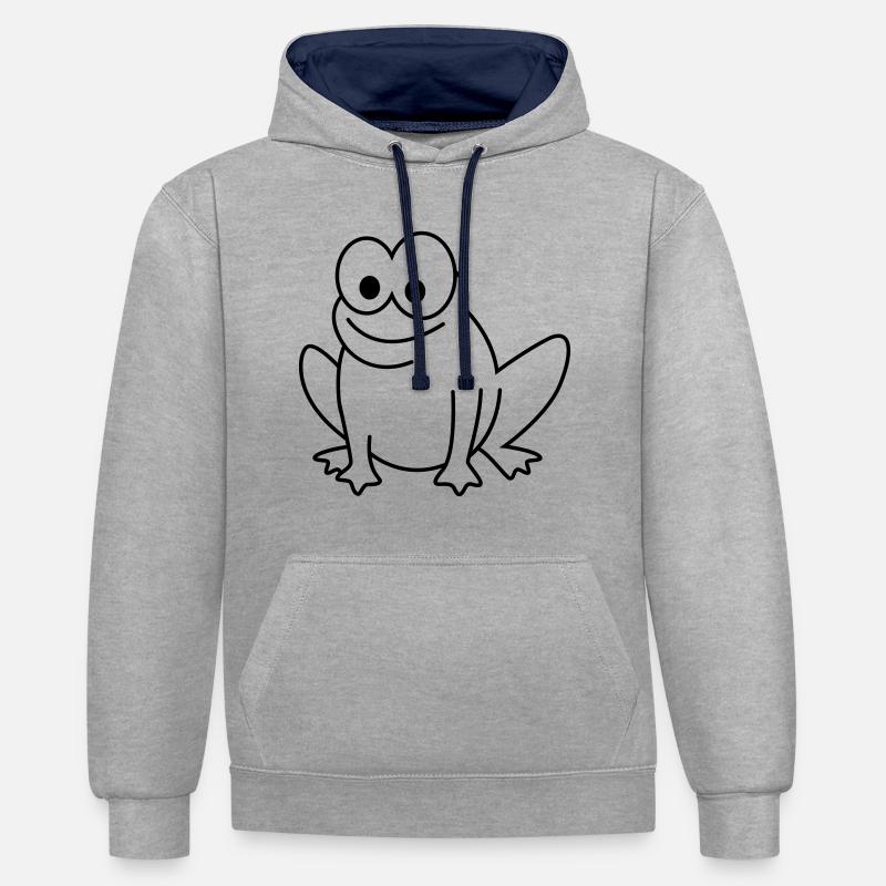 Grenouille Comic Animal - Sweat à capuche contrasté - gris chiné/bleu marine