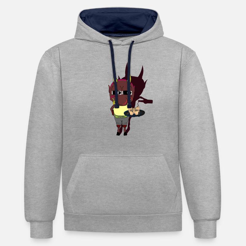 LE DERNIER - Sweat à capuche contrasté - gris chiné/bleu marine