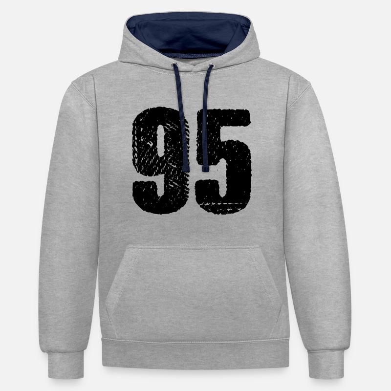 Maillot à 95 numéros - Sweat à capuche contrasté - gris chiné/bleu marine