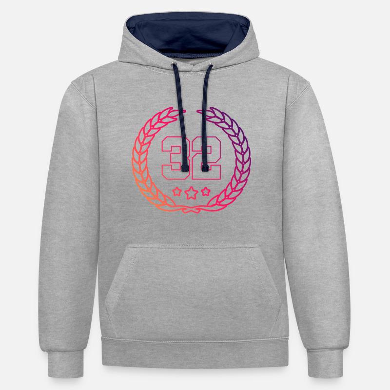Couronne de 32 chiffres - Sweat à capuche contrasté - gris chiné/bleu marine