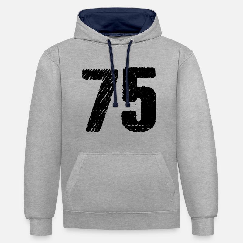 Maillot à 75 numéros - Sweat à capuche contrasté - gris chiné/bleu marine