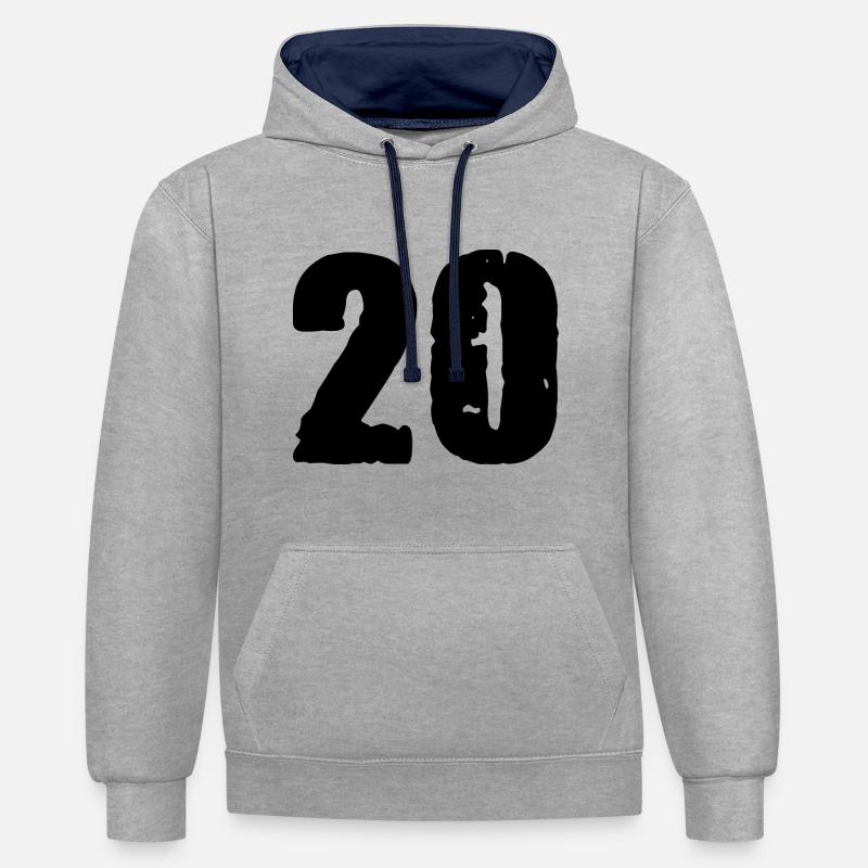 Maillot à 20 chiffres - Sweat à capuche contrasté - gris chiné/bleu marine