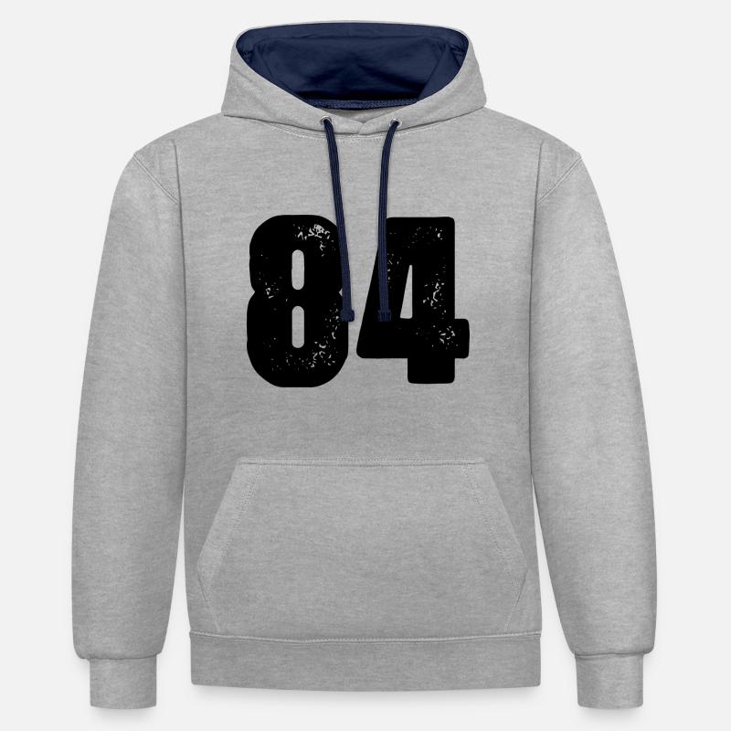 Maillot à 84 numéros - Sweat à capuche contrasté - gris chiné/bleu marine