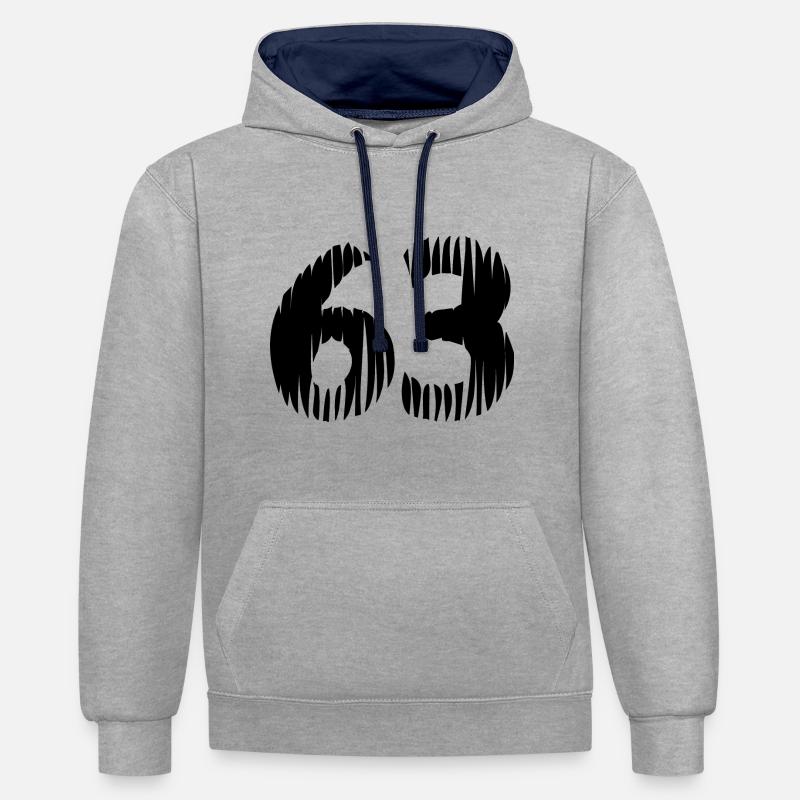 Maillot à 63 numéros - Sweat à capuche contrasté - gris chiné/bleu marine