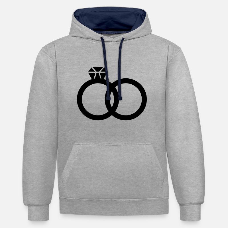 Bagues de mariage Mariage - Sweat à capuche contrasté - gris chiné/bleu marine