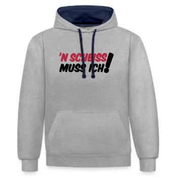'N SCHEISS MUSS ICH! - Kontrast-Hoodie - Grau meliert/Navy - Vorne - Liana (172cm) & Jaron (178cm)