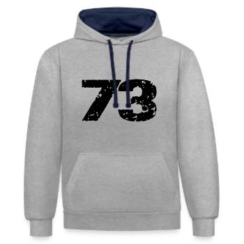 73 Number jersey - Contrast hoodie - heather grey/navy - Front - Liana (172cm) & Jaron (178cm)