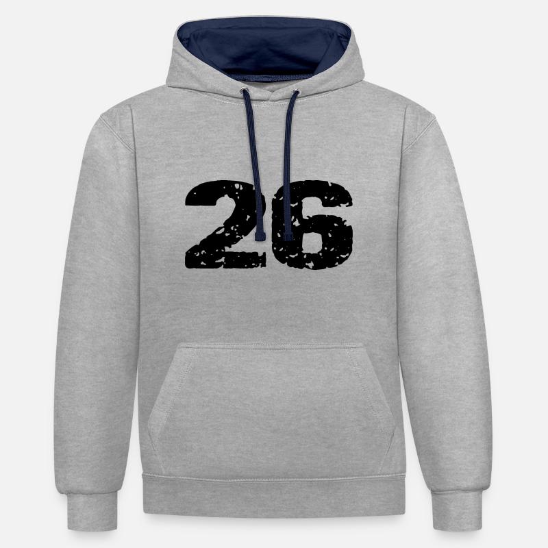 26 Maillot numéro - Sweat à capuche contrasté - gris chiné/bleu marine