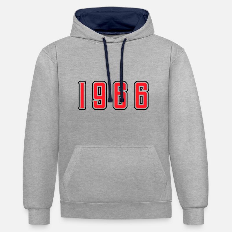 Anniversaire de l’année 1966 - Sweat à capuche contrasté - gris chiné/bleu marine