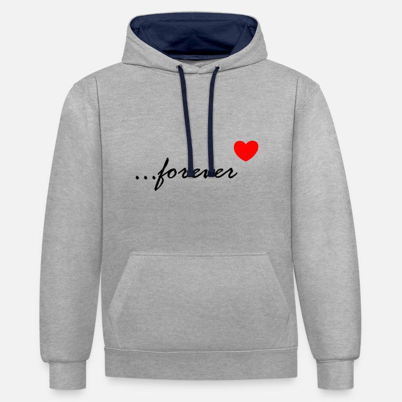 Amour 4Ever Forever - Sweat à capuche contrasté - gris chiné/bleu marine