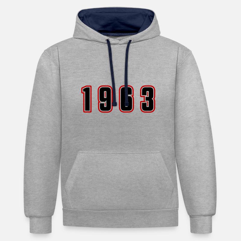 Numéro de l’année 1963 - Sweat à capuche contrasté - gris chiné/bleu marine