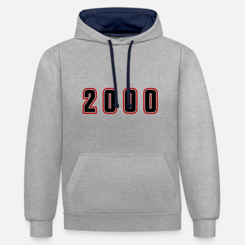 Numéro de l’année 2000 - Sweat à capuche contrasté - gris chiné/bleu marine