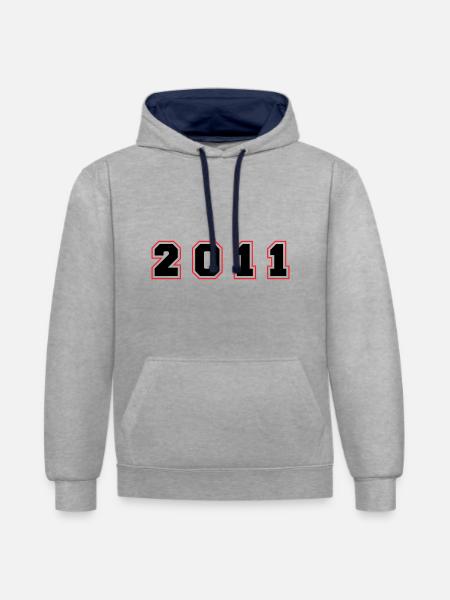 2011 Year Number - Contrast hoodie - heather grey/navy