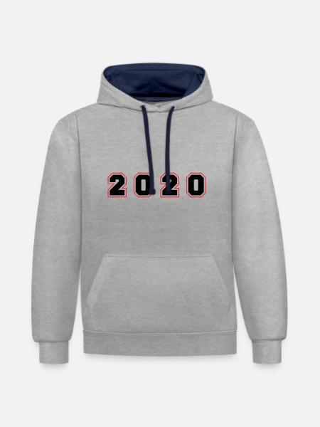 2020 Year Number - Contrast hoodie - heather grey/navy